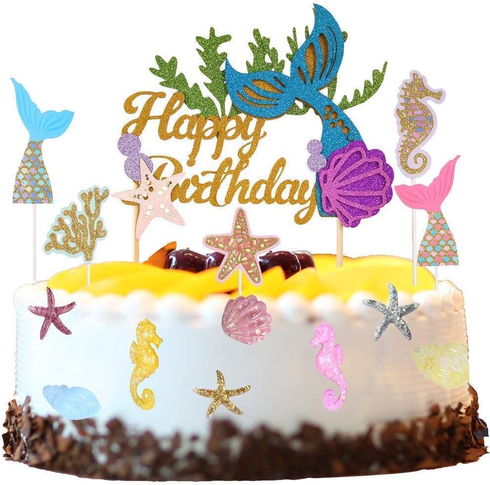 Buy Bestzy Mermaid Cake Topper Decorations Set Birthday Cake Topper Ocean Cake Decorations Dessert Top Ornamentfor Baby Shower Birthday Party Supplies Online In Taiwan B07xmkc8tj