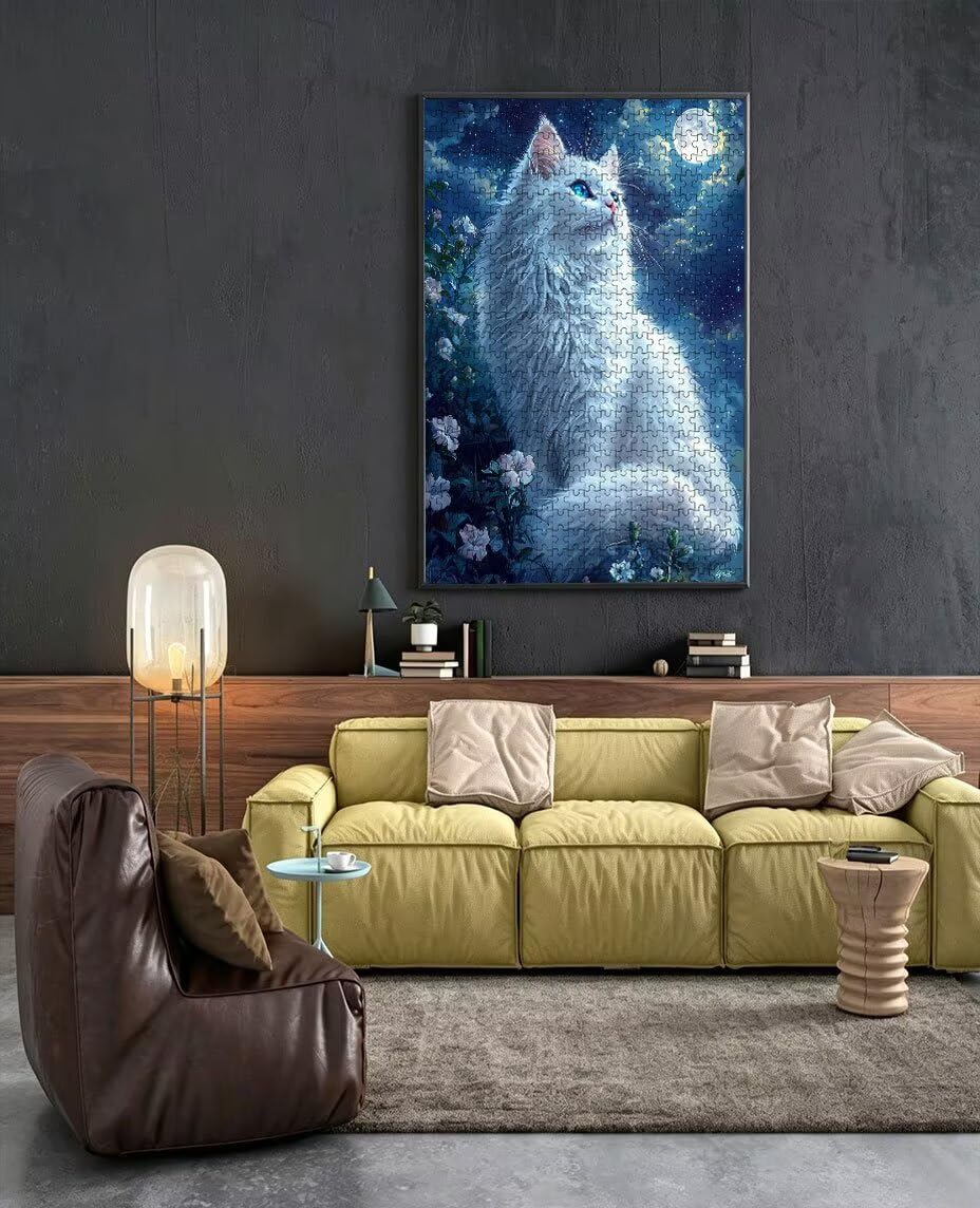 Puzzle 5000 Teile, WeißE Katze Puzzle Erwachsene 5000, Klassische Puzzles, Geschicklichkeitsspiel, Puzzlespiele für Die Ganze Familie, Mit Schöner Verpackung, Dekoration Puzzles und Geschenke BXHZW350