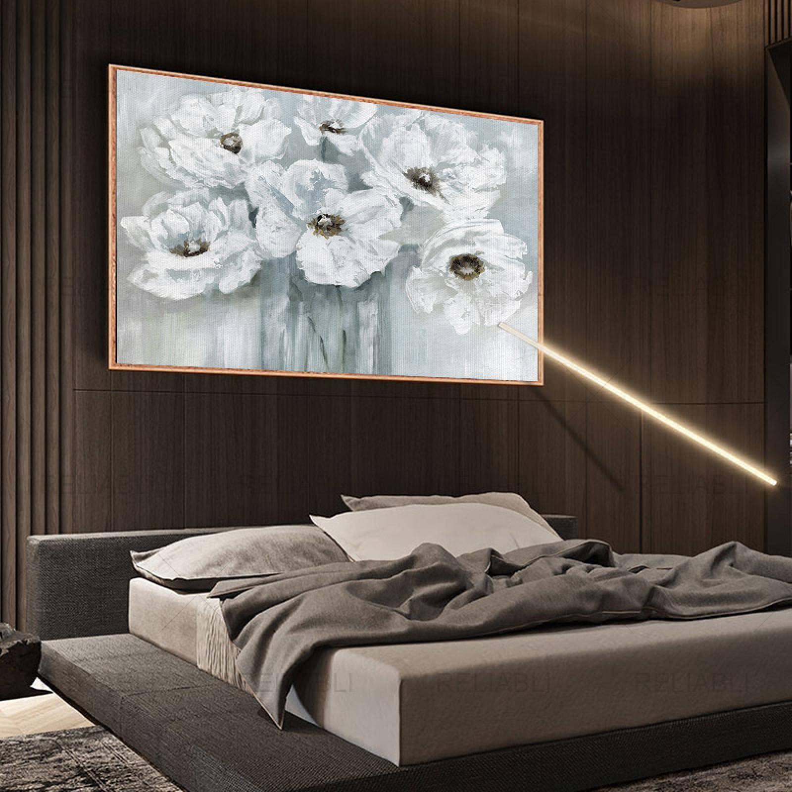 Płótno sztuka ścienna druk abstrakcyjny biały kwiat obraz rozciągnięte obrazy artystyczne salon dekoracje wnętrz domu 70 x 90 cm x 1 szt. rama wewnętrzna