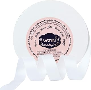 VATIN 1/2 inches Double Faced White Polyester Satin Ribbon - 50 Yards for Gift Wrapping Ornaments Party Favor Braids Baby Shower Decoration Floral Arrangement Craft Supplies