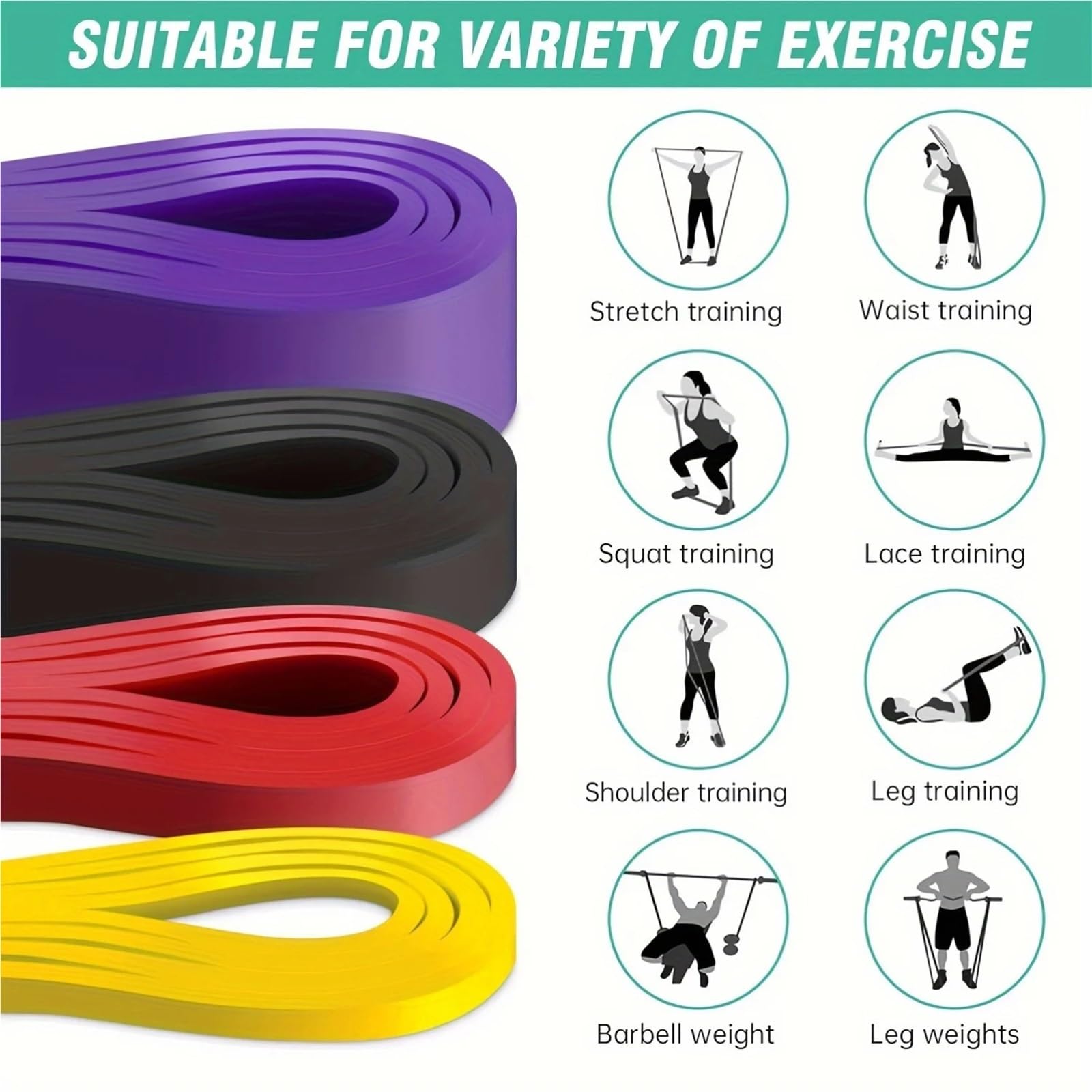 FitnessbäNder 1-teiliges Stapelbares Tension-TPE-Widerstandsband-Set | For Heimgymnastik, Muskelkraft, Körperdehnung, Yoga