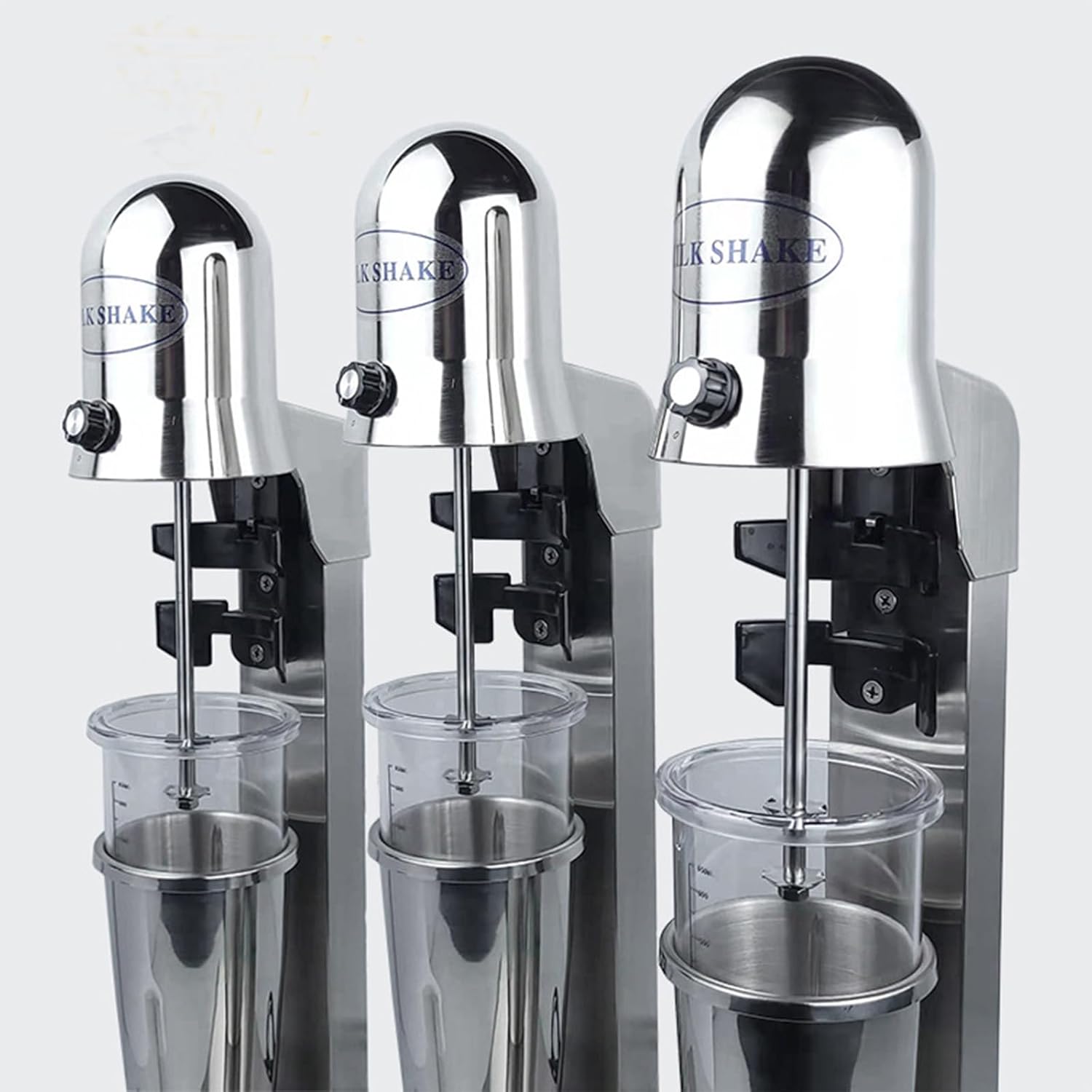 DNYSYSJ Electric Milk Shaking Machine Maker Commercial Stainless Steel Triple Heads Drink Mixer with 6 cups (3 stainless steel cup+ 3 PC cup)110v 18000RMP