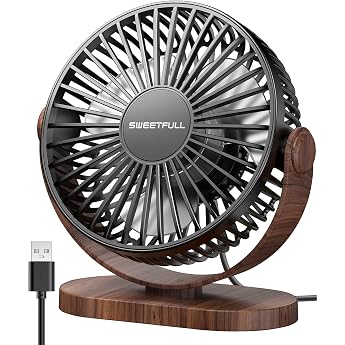SWEETFULL USB Fan Mini Fan Small Table Fan Quiet 3 Speeds Desk Fan Fan Easy to Carry for Office Home and Outdoor