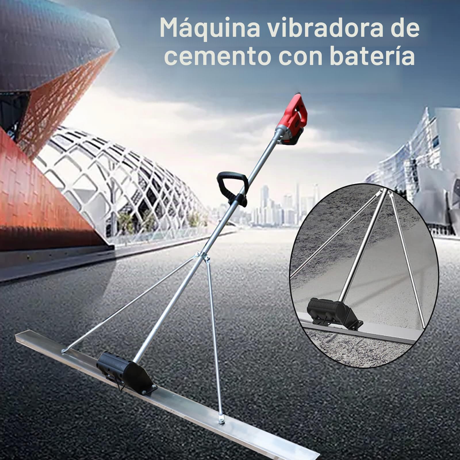 Herramienta vibradora de acabado de hormigón con regla de energía eléctrica de 6000 RPM, regla de nivelación de superficie de cemento de regla inalámbrica con cuchilla de 150 CM con raspador para