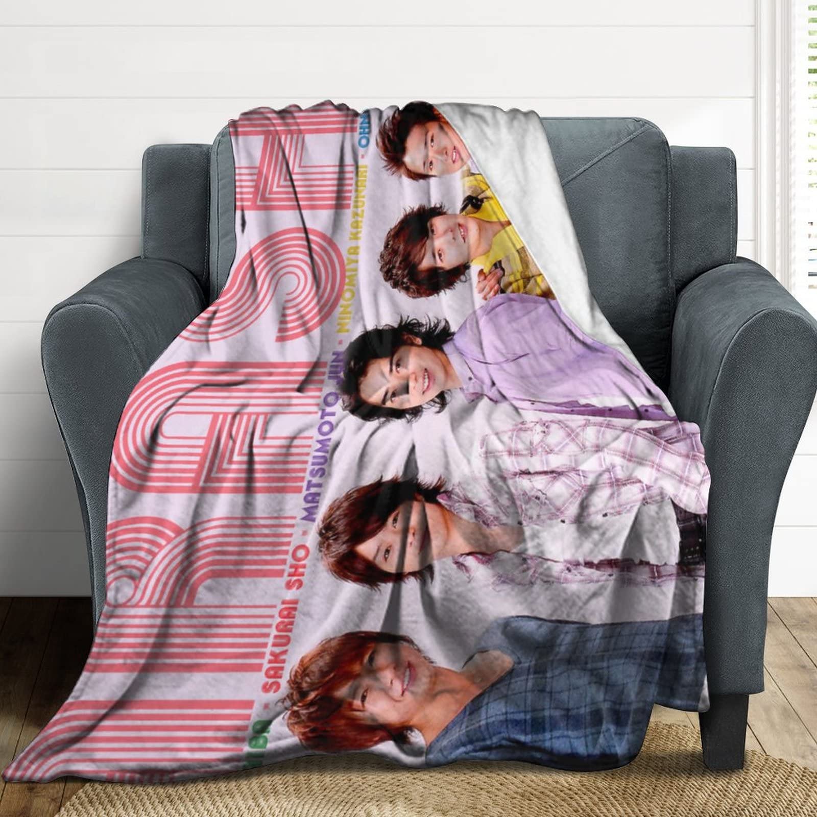 Amazon｜嵐 ARASHI 毛布 ブランケット 大判 ひざ掛け 毛布ふわふわ 多