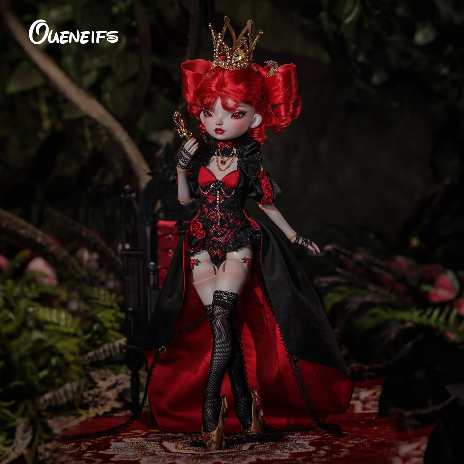 Oueneifs BJD Heart 1/6 Red Queen Styling with Red Hair Resin Toys for 15+ Year Old, 33 centimeters - Image 3
