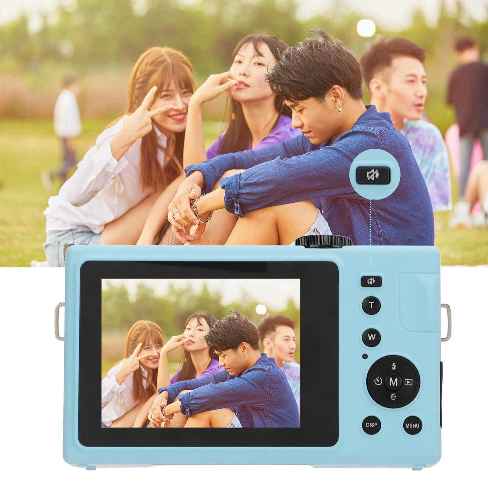 Denash Fotocamera Mirrorless Portatile da 48 MP Funzione Fotocamera per Pc per Micro Singolo per Principianti per Principianti (BLUE)
