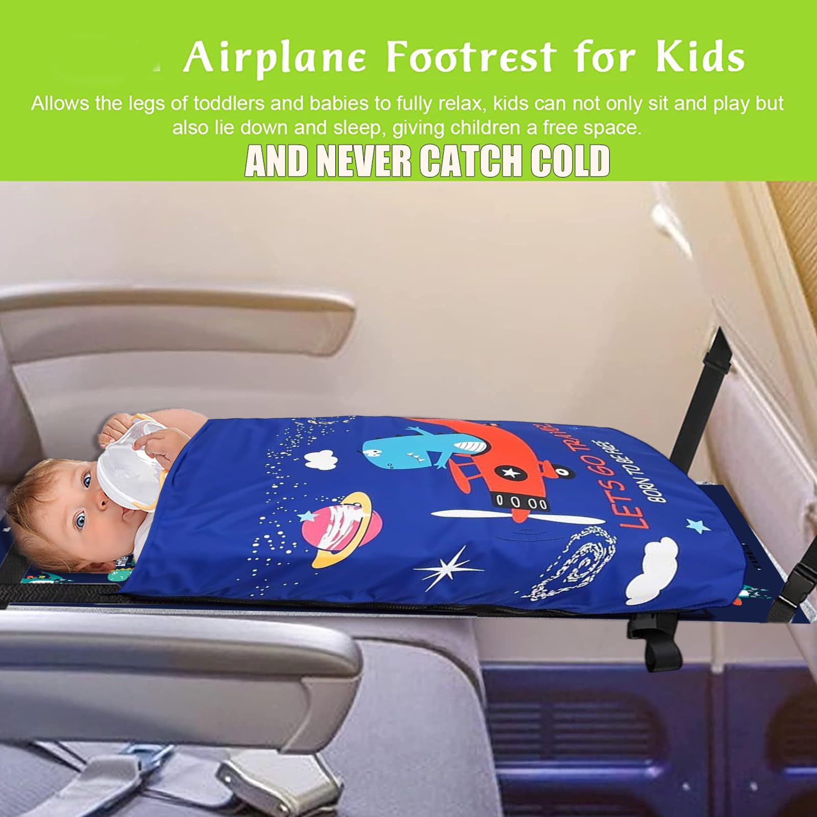Lit en Avion pour Tout-Petit - 79 cm pour Airplane - Toddler Travel Hammock Flinable Tissu Oxford et Extension de Sommeil en Polyester avec Couverture, Lits Portables pour Les Vols, Voyages su