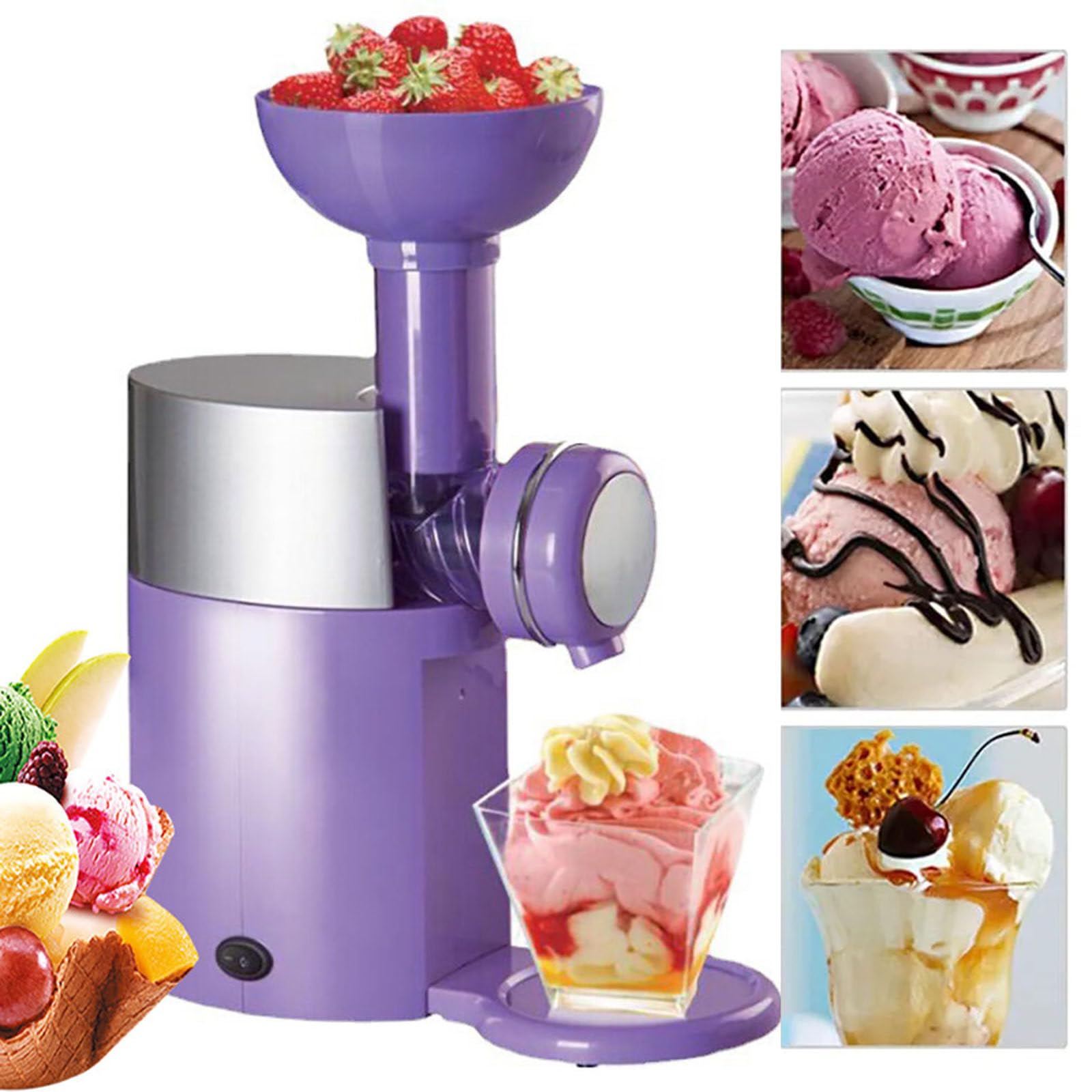 ZHJOPP Portable Automatic Frozen Dessert Maker for Homemade Ice Cream and Popsicles (Purple)
