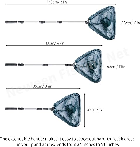 Miniatura 4 de Neween Red de pesca, plegable plegable telescópica de aterrizaje de peces, material de nailon duradero red de aterrizaje de malla para fácil captura