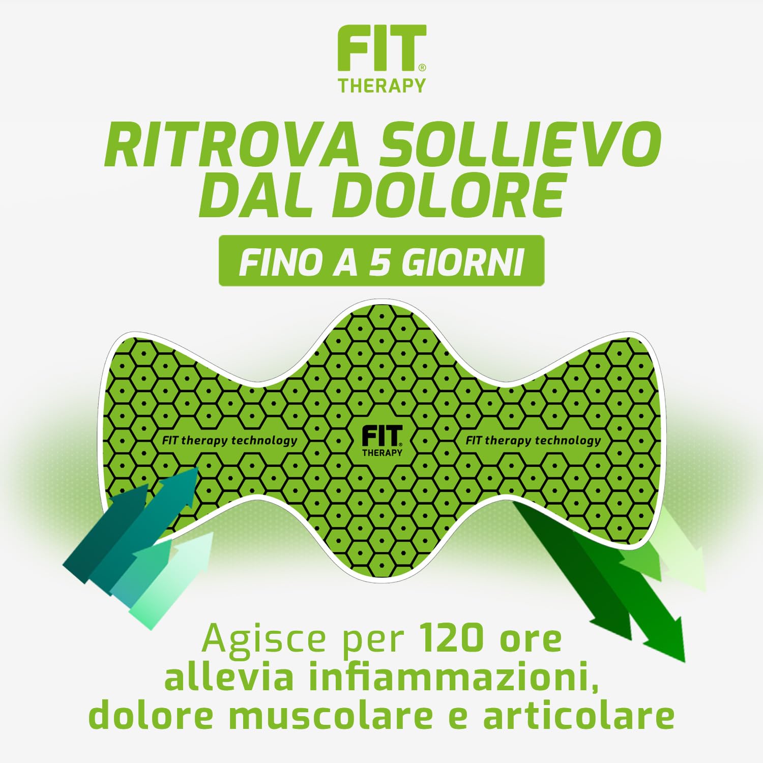 FIT Therapy - Cerotti Antidolorifici e Antinfiammatori Lombari | Dispositivo medico per mal di schiena, lombalgia e nervo sciatico, non scalda, impermeabile, senza farmaci, dura 5 giorni