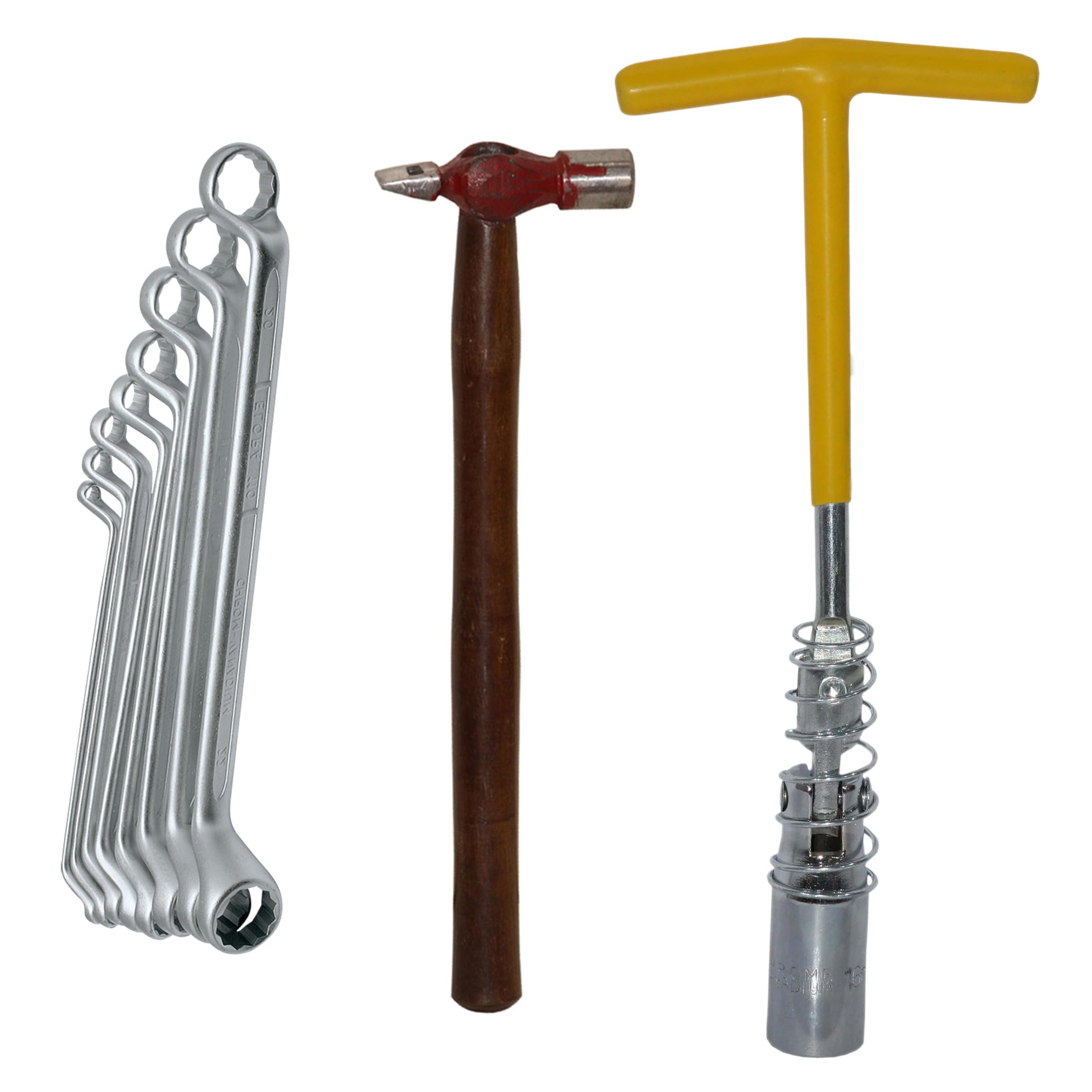 Digital Craft 16MM Spark Plug Wrench with 8Pc Ring Spanner Set & 200g Hammer – Durable Automotive and Repair Tool Kit-picture-33
