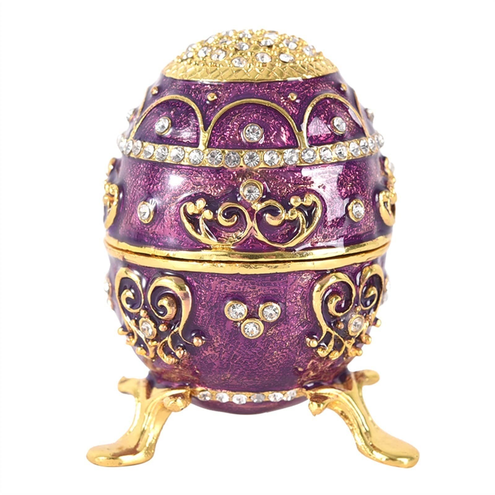 ZyCC Jewelry Box Organizer, Vintage Enameled Trinket Box With Easter Egg Pattern, Keepsake Box Case For Women (Color : Purple, Size : 5 * 5 * 7.5cm)