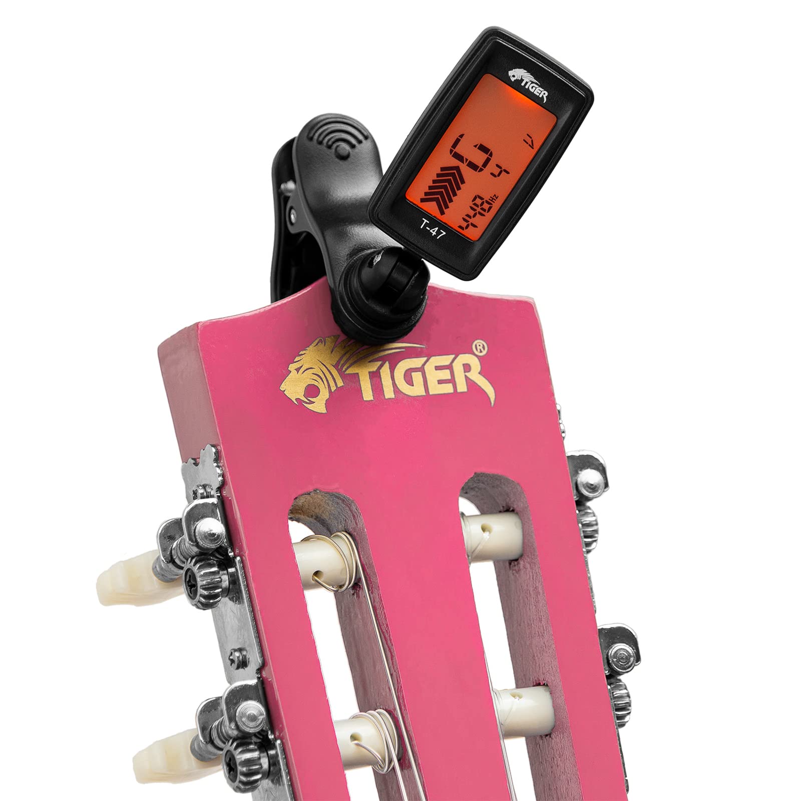 Tiger CLG4-PKTU Chitarra Classica Spagnola 3/4 – Ideale per Principianti e Bambini 9+ anni - Accordatore, Custodia, Plettro, Tracolla e Corde di Ricambio Inclusi – Rosa – Dimensione Tre Quarti