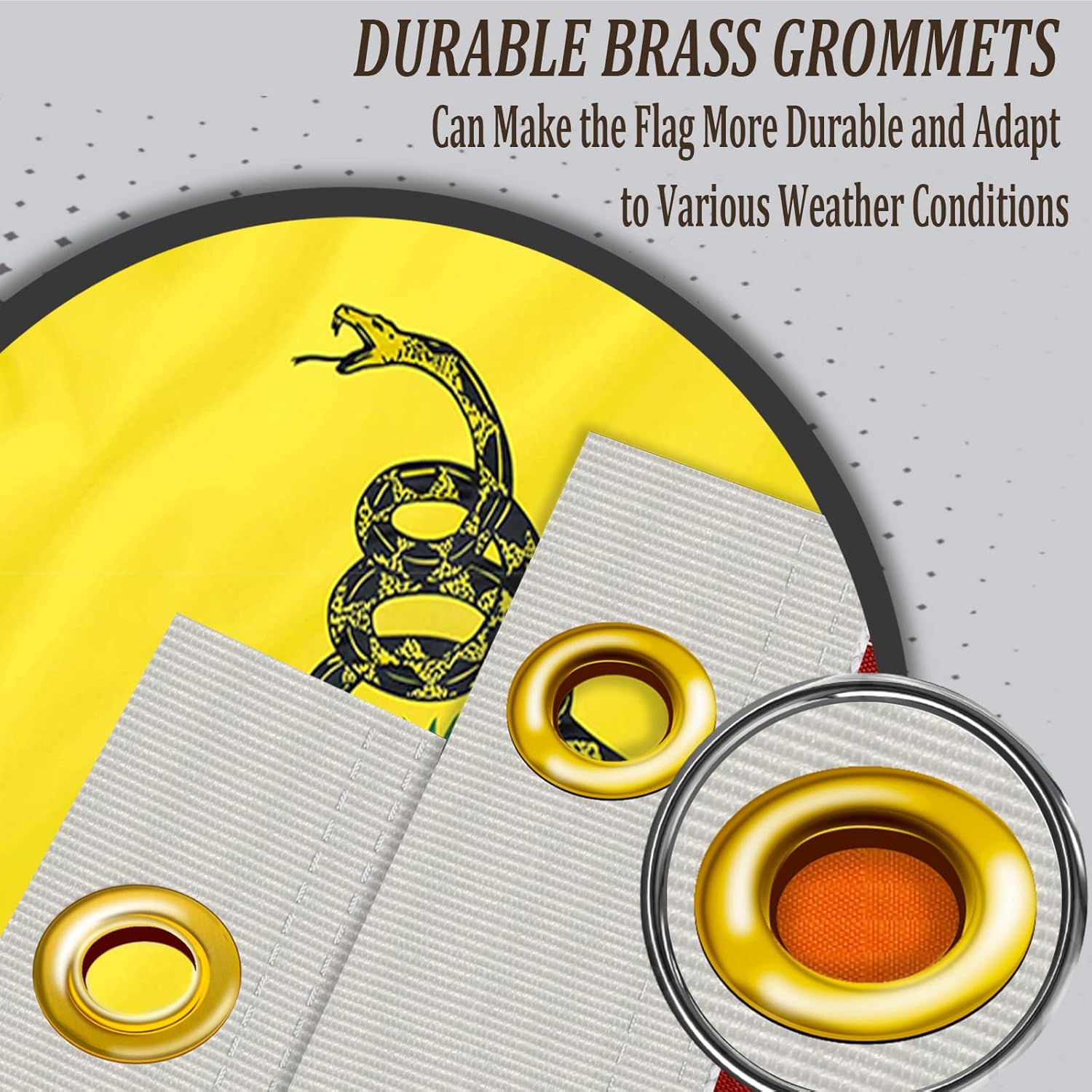 AJJSUE Don't Tread On Me Flag 5x8 Gadsden Flag Double Sided Outdoor Heavy Duty 3 Ply Polyester Material with 2 Metal Grommets, 4 Rows of Stitching