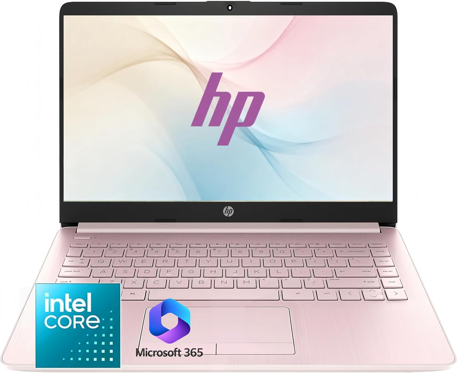 HP New Student Laptop • Intel Processor • Microsoft 365 Included • 1TB OneDrive Cloud Storage • Up to 12 Hours Battery Life • Wi-Fi 6 • Bluetooth 5.4 • Thin & Lightweight • Windows 11 • Rose Pink