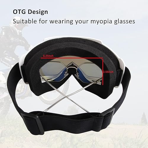 Miniatura 7 de Paquete de 2 gafas para motocicleta, ATV Dirt Bike Motocross, accesorios de equitación para hombres y mujeres, gafas de esquí con cuello