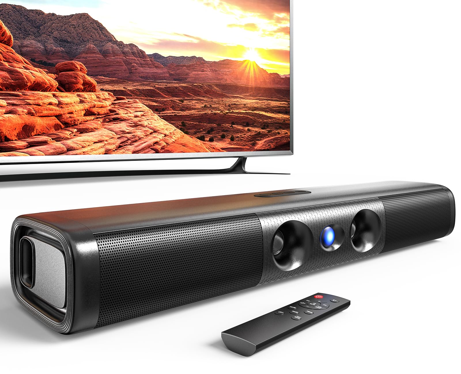 60W 17 Inch Sound Bar for Smart TV, Dual-Horn Port Deep Bass | Crystal Dialogue, Bluetooth 5.3, ARC/Optical/AUX Inputs, Wall Mountablefor TV/Projector/PC/Gaming-image-32