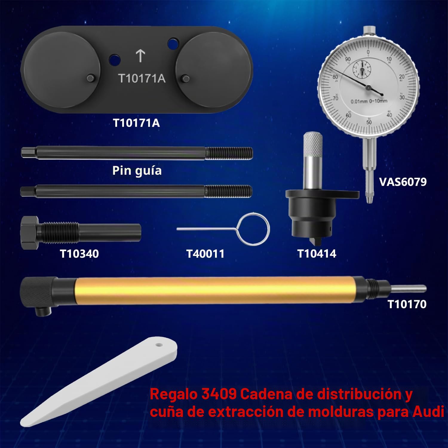 ZKTOOL 8 piezas Kit de Herramientas de Distribución de Alineación del Árbol de Levas del Motor, Compatible con Audi VW Skoda 1.4 1.6 FSI 1.2 1.4 TFSI, OEM T10171A T10170, Equipo de Ajuste del Cigüeñal