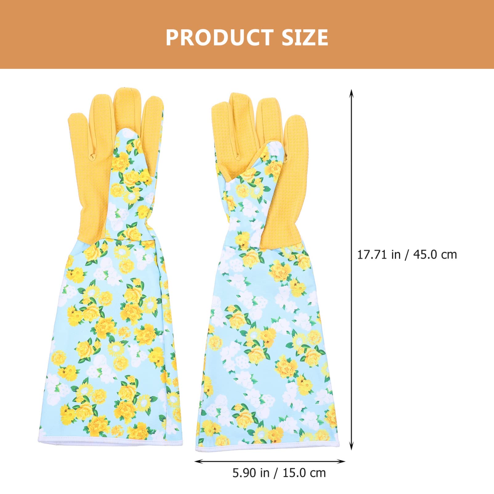 Healeved Gartenhandschuhe für Herren 1 Paar Polyester mit Langarm | Gelb, Schutz für Handgelenk und Unterarm, Anti Stich für Unkrautjäten und Gartenarbeiten