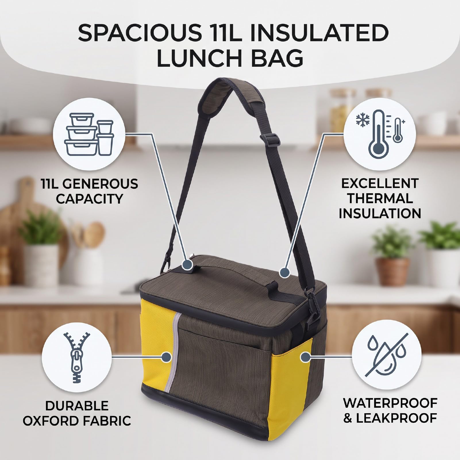 Luocute Sac à Lunch isolé 11L, Fourre-tout Isotherme étanche