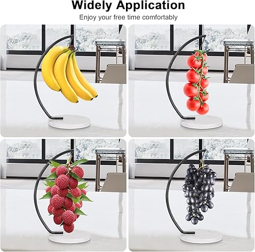 Miniatura 6 de Livabber Soporte de plátano con base de mármol colgador de plátano de metal moderno con gancho organizador de almacenamiento de frutas frescas