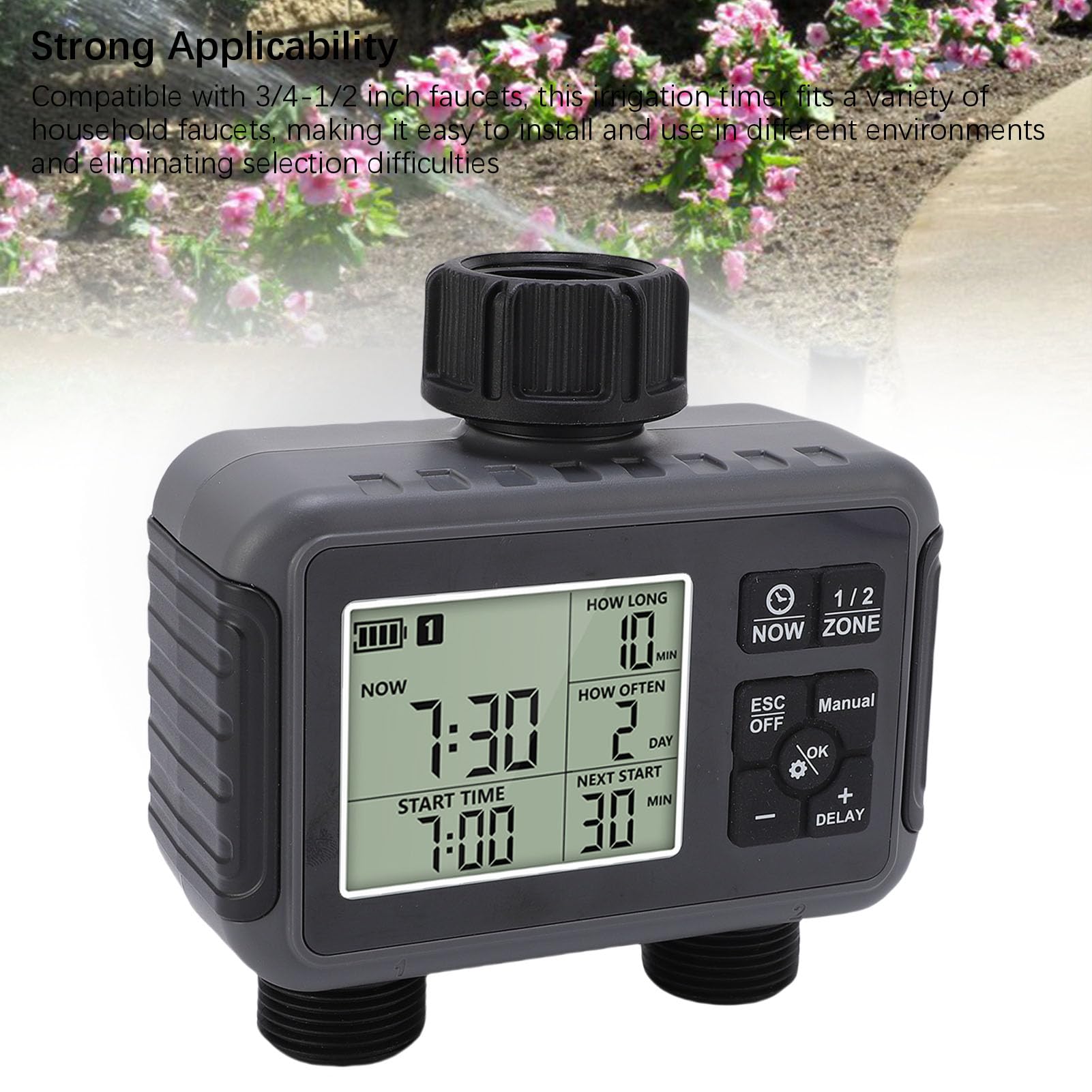 Fockety Nawadnianie 2 Strefowy Zraszacz Timer z Wyświetlaczem LCD,