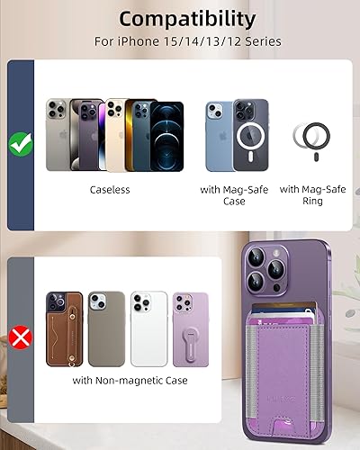 Miniatura 5 de HiWe Cartera MagSafe, cartera magnética más fuerte para iPhone serie 1615141312, soporte para 7 tarjetas, cartera magnética para teléfono, billetera