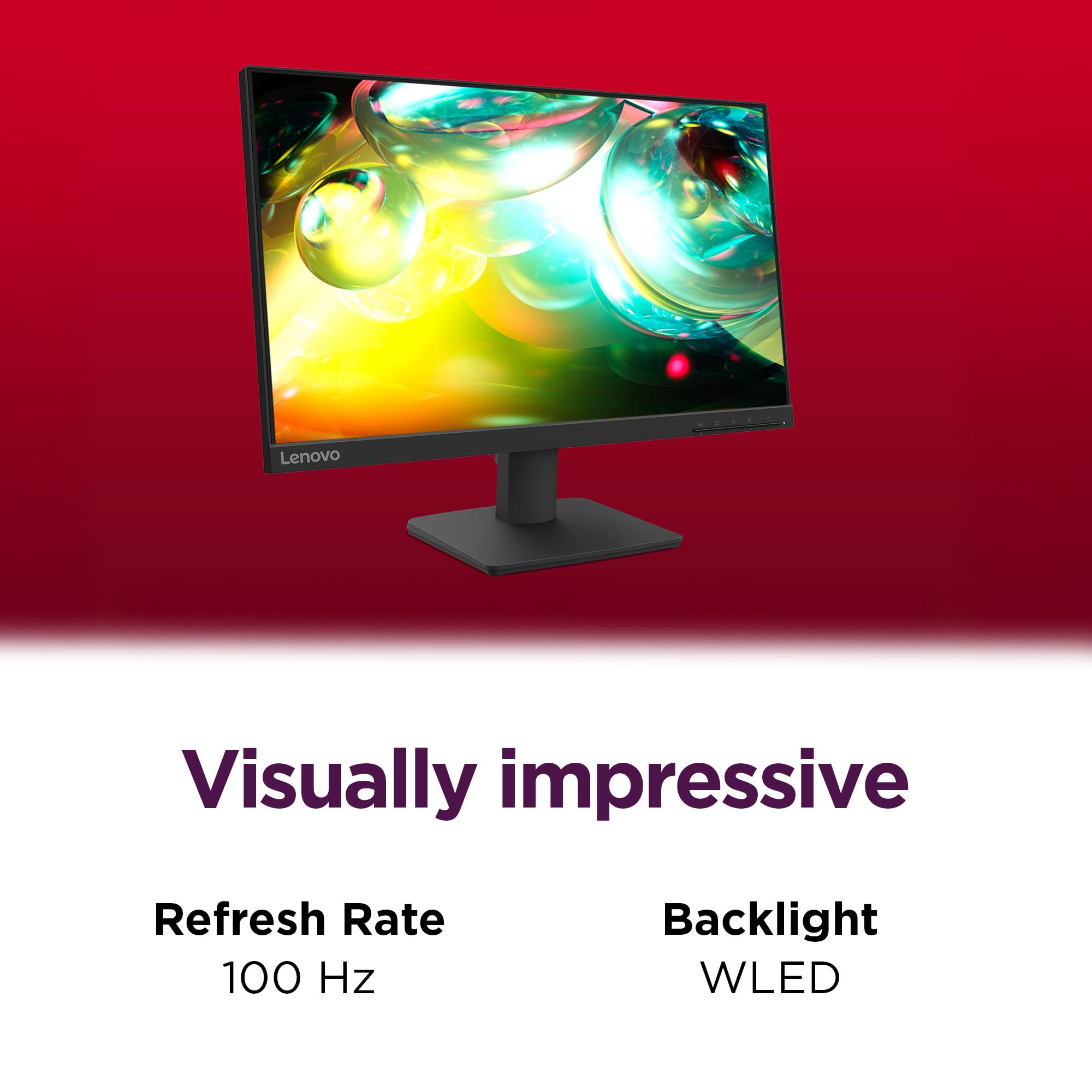 Lenovo Monitor da ufficio L22-4e - Display IPS FHD da 21,5" - Frequenza di aggiornamento 100Hz - MPRT 4 ms - 99% sRGB - Nero corvo - Supporto inclinabile