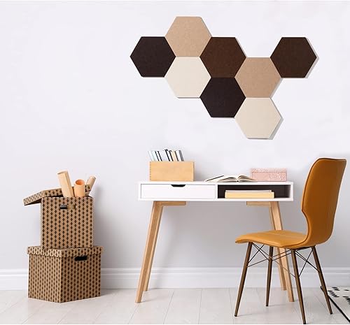 Miniatura 2 de LAJAR 8 piezas de azulejos de tablero de anuncios de fieltro autoadhesivo (grandes), azulejos de pared de tablero de pines de fieltro de color