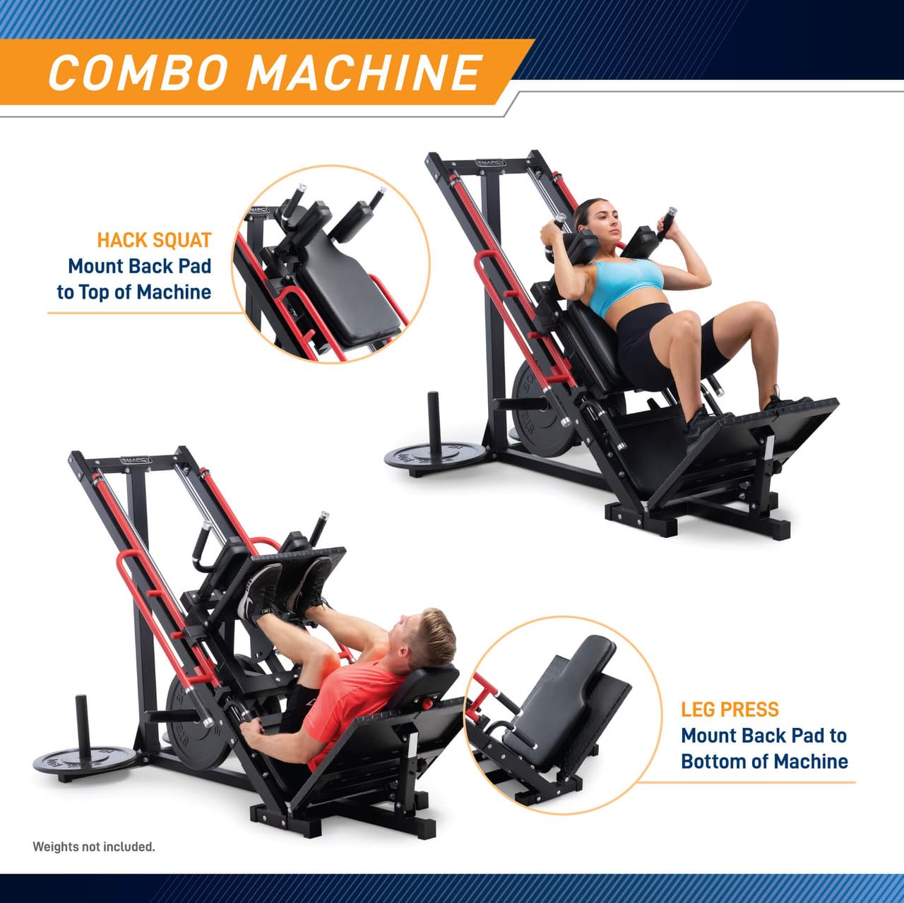 Marcy Commercial-Style Hack Squat and Leg Press Machine with 4-Level Safety Bar, Dual-Function Heavy-Duty Full Lower Body Strength Training Equipment for Home Use