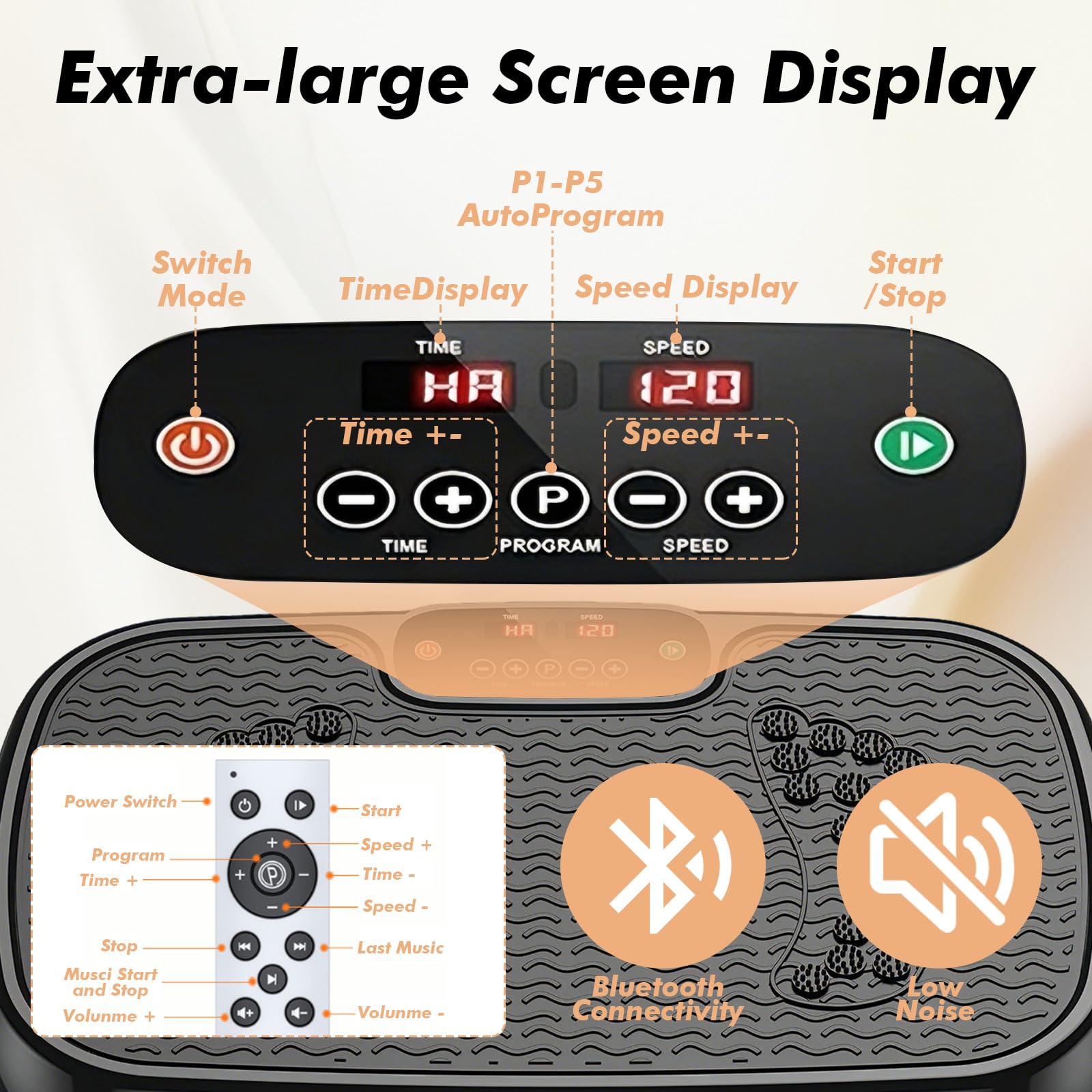 Plataforma Vibratoria Para Ejercicios, Tabla De Fitness Con Bandas De Resistencia, Para Drenaje Linfático, Pérdida De Peso Y Tonificación, Plataforma De Entrenamiento De Cuerpo Completo(White)
