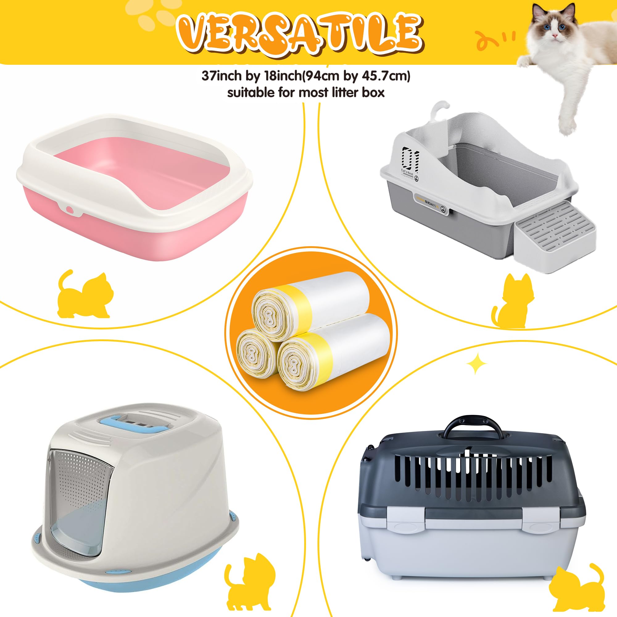 Bolsas de arena para gatos de 37 x 18 pulgadas, 30 bolsas de basura extra gruesas para gatos, extra resistentes, grandes, con cordón, para suministros para mascotas y gatos