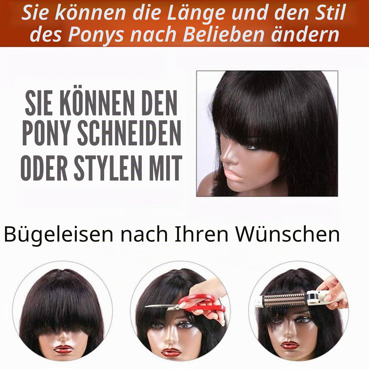 2X1 Straight Echthaar Perücke Lace Front Wig Human Hair Wig with Bang Short Bob Wig Human Hair with Bang echthaar Perücke Bob With Bangs 10zoll