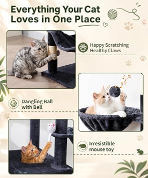 Cat Tree, 180 cm Cat Tower with Scratching Posts for Indoor Cats