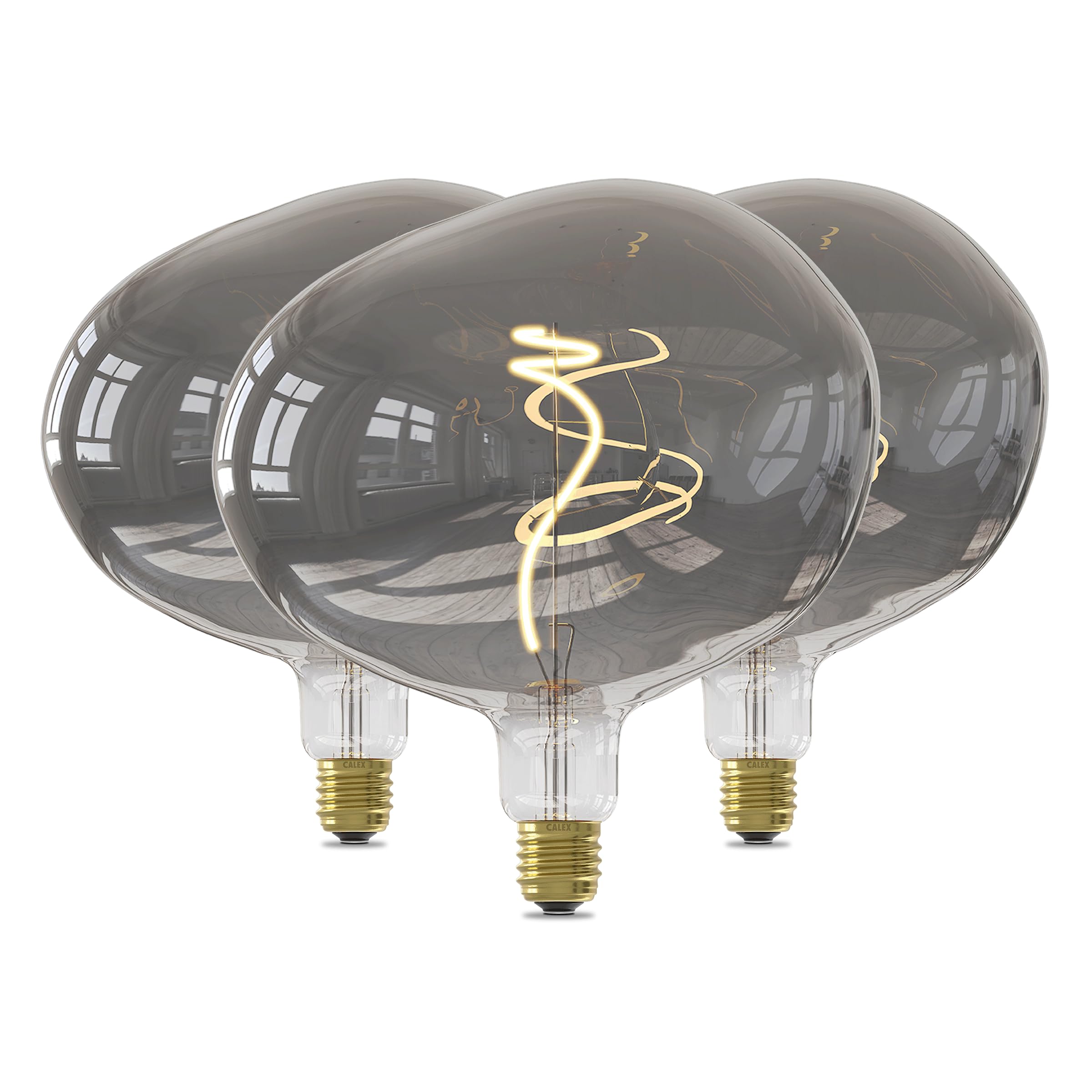 CALEX Lámpara LED XXL E27, Cobble, Filamento, 50 lm, 1800K Luz Blanca Cálida, Pack de 3