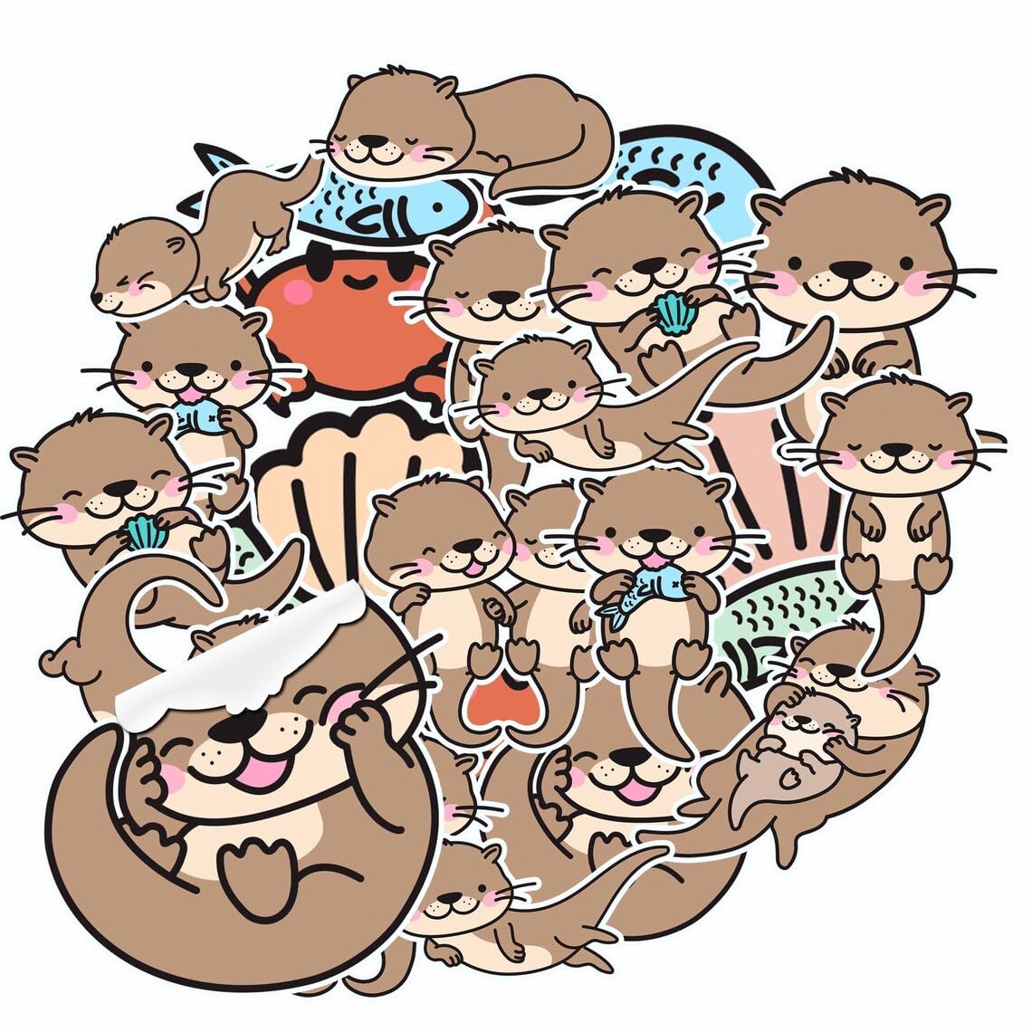 20-Piece Adorable Otter Stickers Set - Durable Waterproof Vinyl Decals for Laptops, Water Bottles, Notebooks - Perfect for Animal Lovers