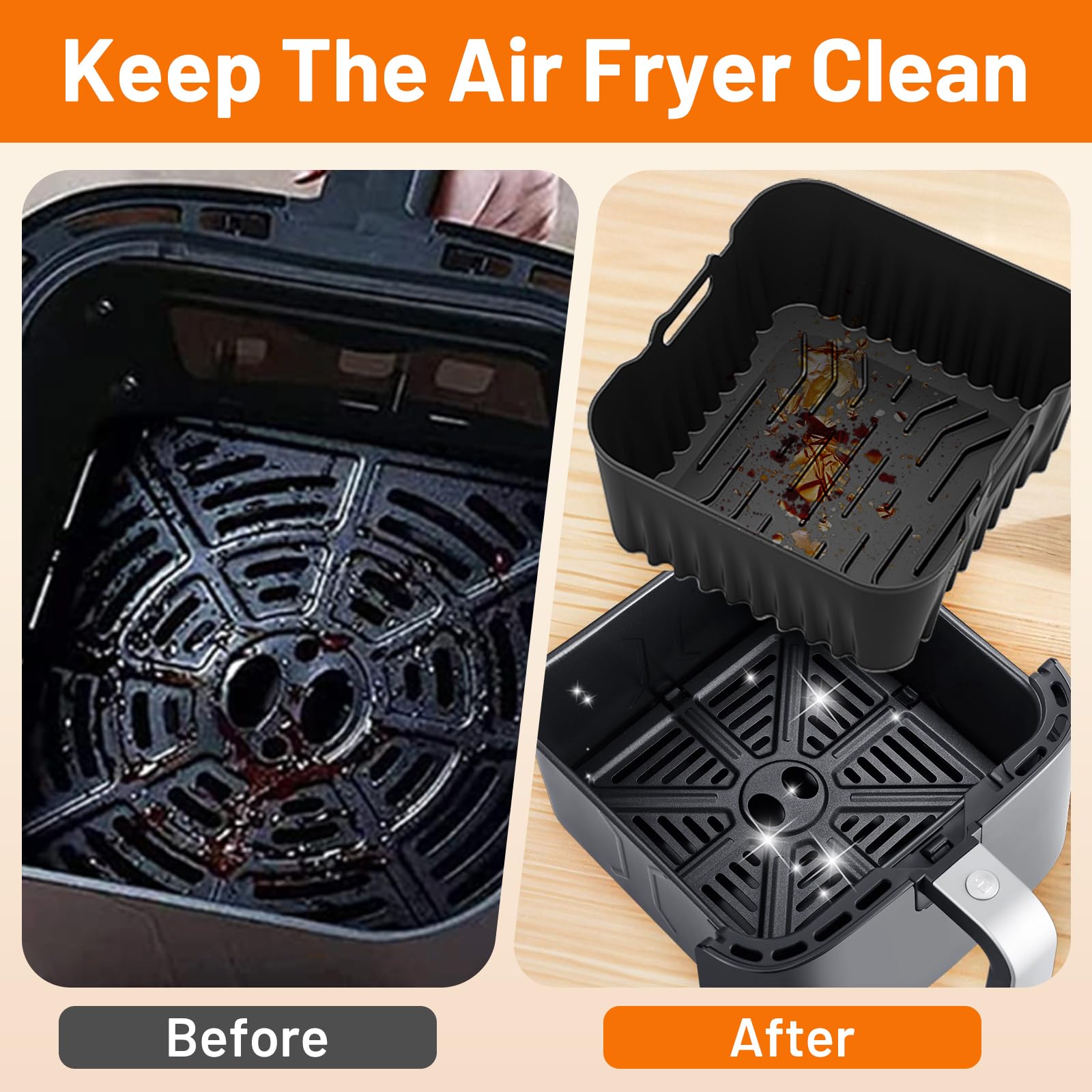 Contenitore per Friggitrice ad Aria per Tefal Dual Easy Fry XXL EY942B, Silicone per Friggitrice ad Aria, Contenitori per Friggitrice ad Aria, Riutilizzabile Accessori Friggitrice ad Aria