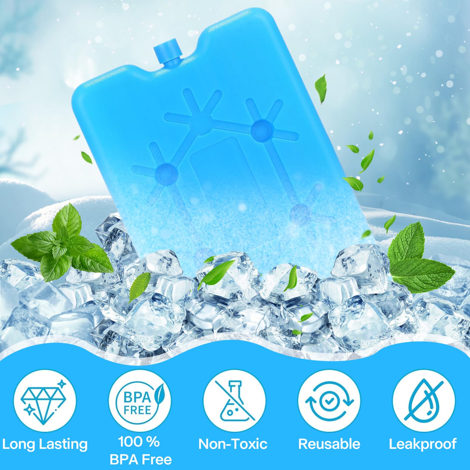Ghiaccioli per Borsa Frigo Piccoli, 3 Pezzi 200ml Mattonelle Ghiaccio Riutilizzabili, Elementi refrigeranti per Viaggi, Picnic, Campeggio, Escursioni, Vacanze