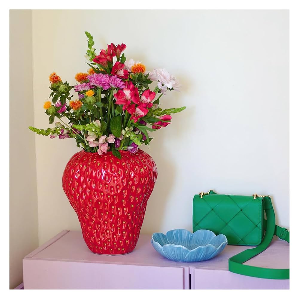 Amazon.co.jp: 陶器花瓶 いちごフラワーベース おしゃれ