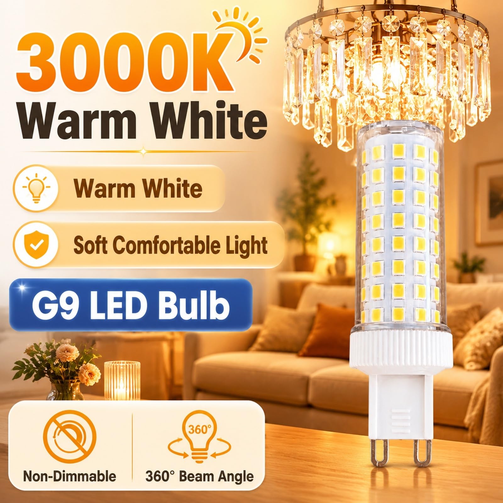 Lampadine LED G9 Mais,18W eq 140W,Bianco caldo 3000K,220-240V,CRI>95,Alta lum,Senza sfar,Per applique murale lampadario sosp,Non dimmabile,Confezione da 7