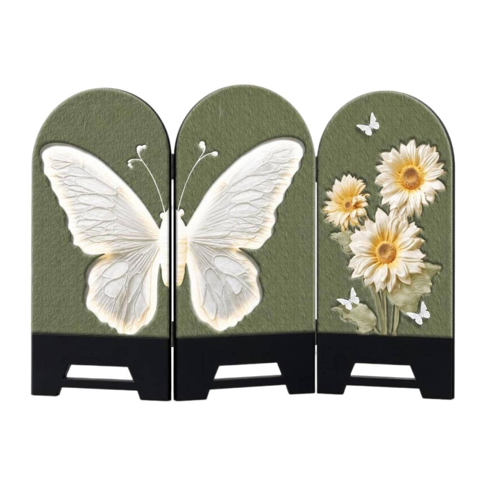 Tabletop Decorative Screen Threepaneled Decorative Screen Arched Desktop Display for Entryway, Dresser, Living Room 42x30cm Butterfly D-picture-21
