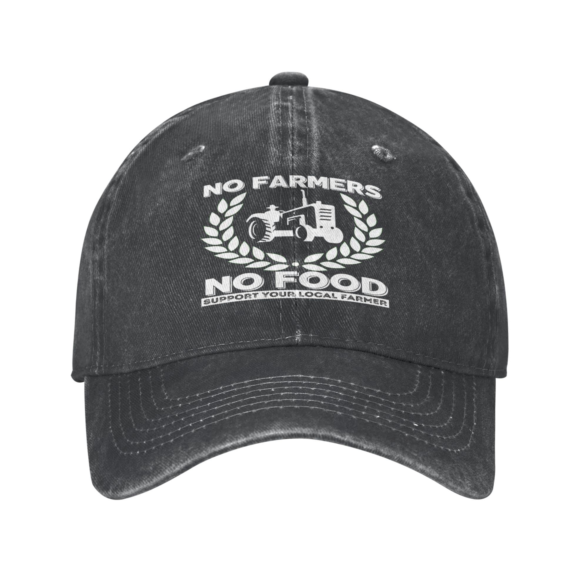 Melbrakin Unisex-Adults Black Baseball Cap No Farmers No Food Hat No Farms No Life Future Support Your Local Farmer Tractor Farming Cap