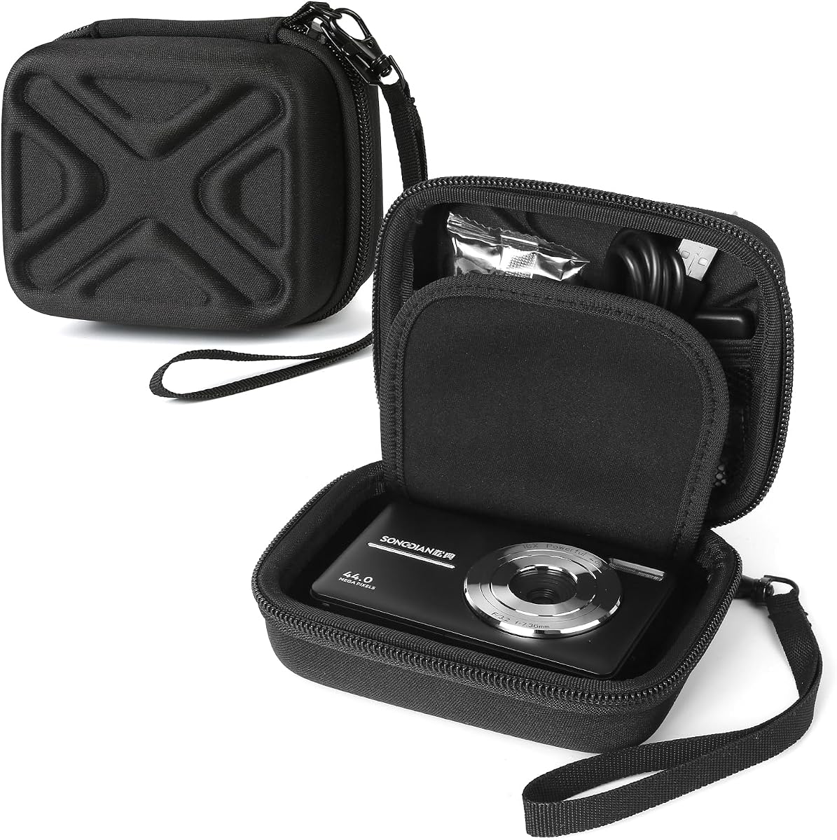 Digital Camera Case for AbergBest 21 Mega Pixels 2.7" LCD Rechargeable HD/Kodak Pixpro/Canon PowerShot ELPH 180/190/Sony DSCW800/DSCW830 Cameras, Travel Carrying Protective Case for Camera- Black