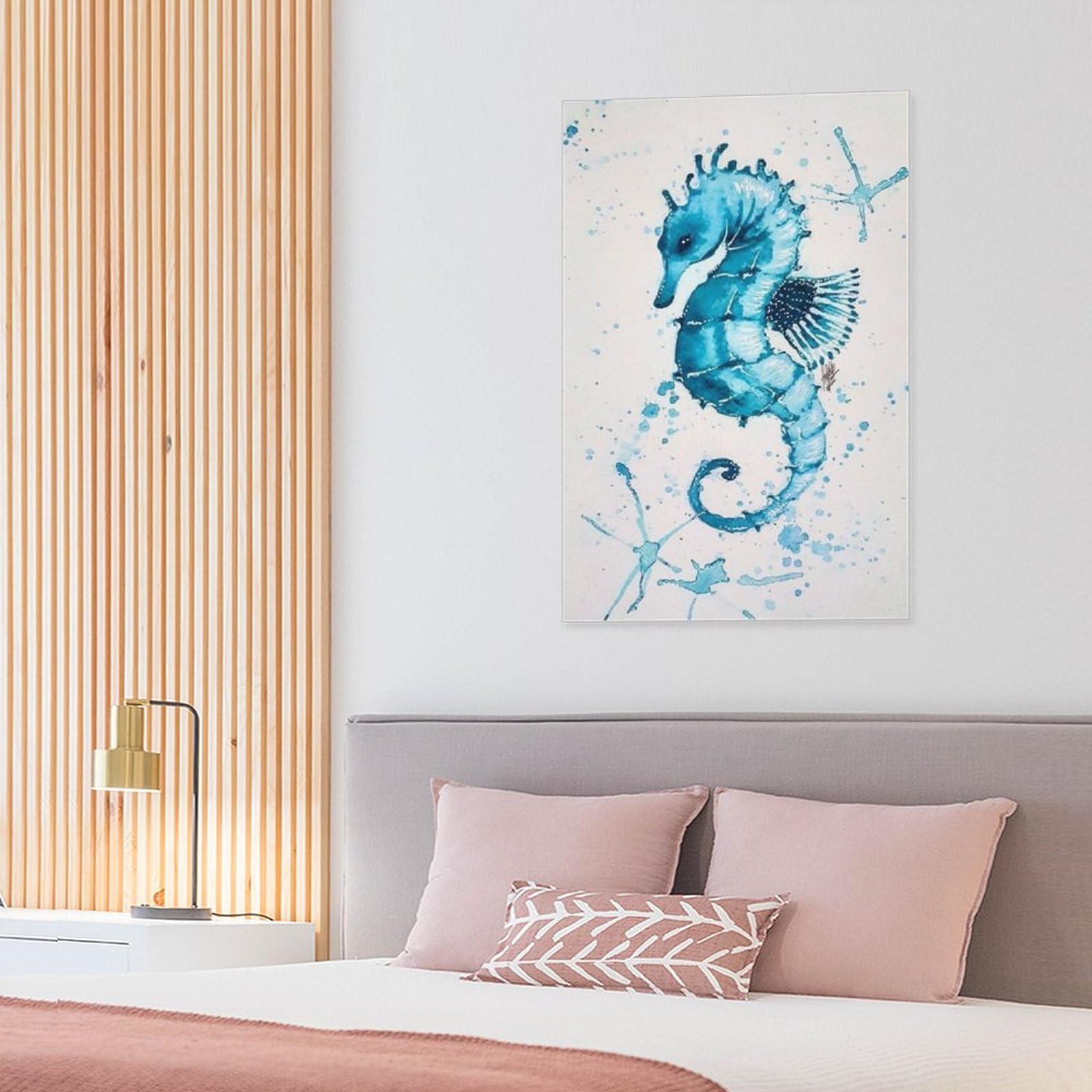 インテリア絵画【3】 Amazon.co.jp: 絵画 青いタツノオトシゴインテリア 絵画 水彩