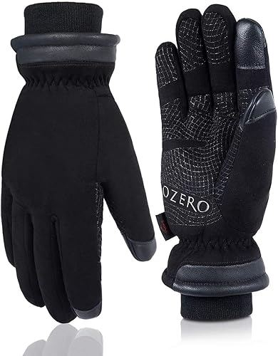 OZERO Guante impermeable de invierno, 30 , a prueba de frío, pantalla táctil, antideslizante, palma de silicona, guante cálido para conducir,