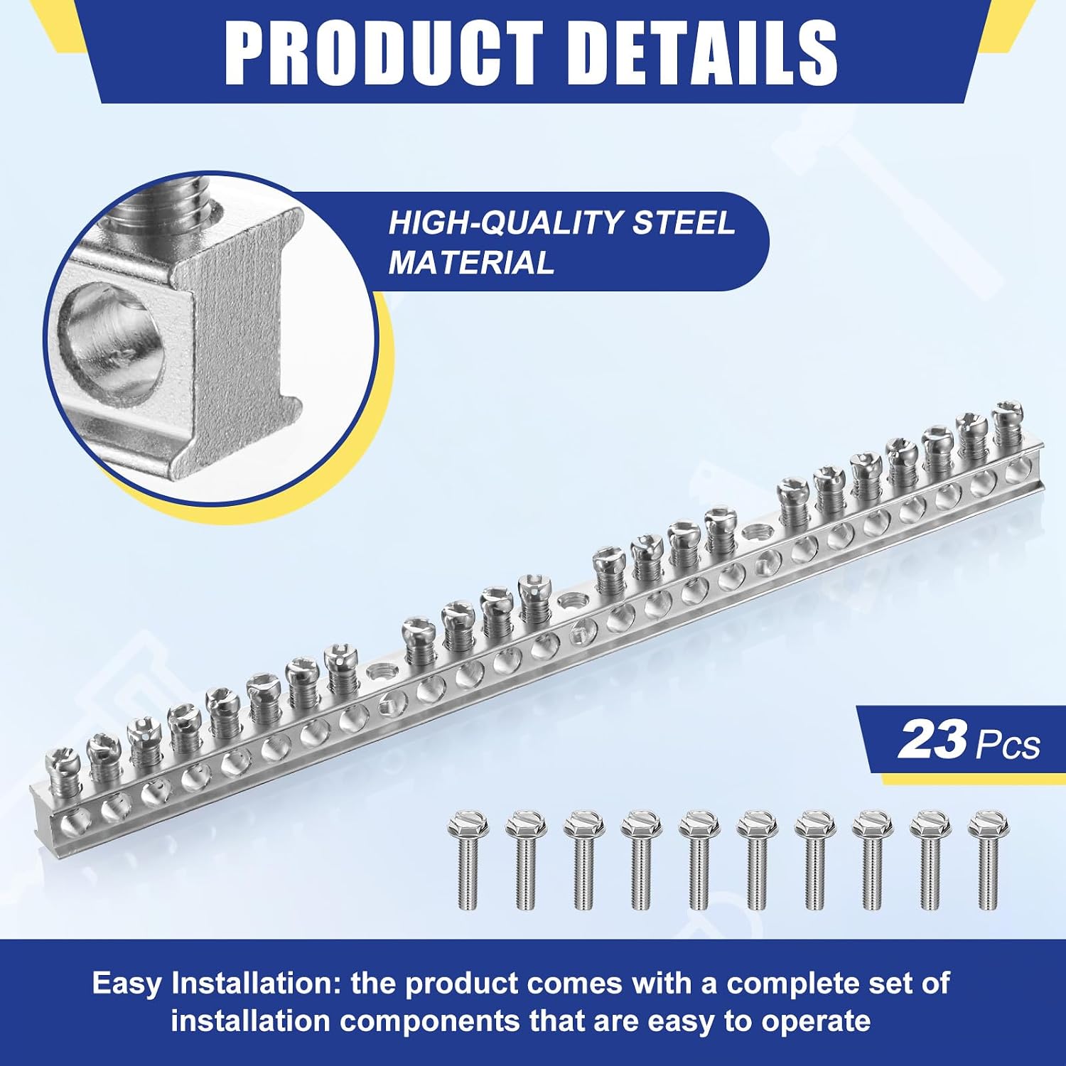 Relaxweex 2 Set Ground Bar Kit with 23 Terminal Positions for Electrical Connections Each Comes with Mounting Screws