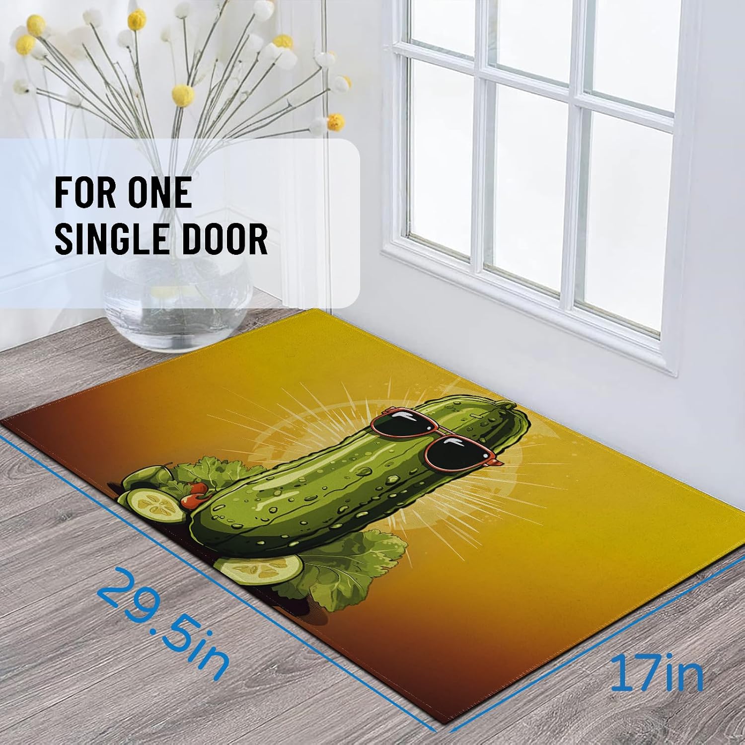 Funny Pickles Dill Indoor Door Mat 29.5x17in,Non Slip Backing Cartoon Fruit Floor Mat,Non Woven Entryway Rug,Welcome Mats Decor,for Entrance Inside Porch Bedroom Kitchen,Doormats Gifts
