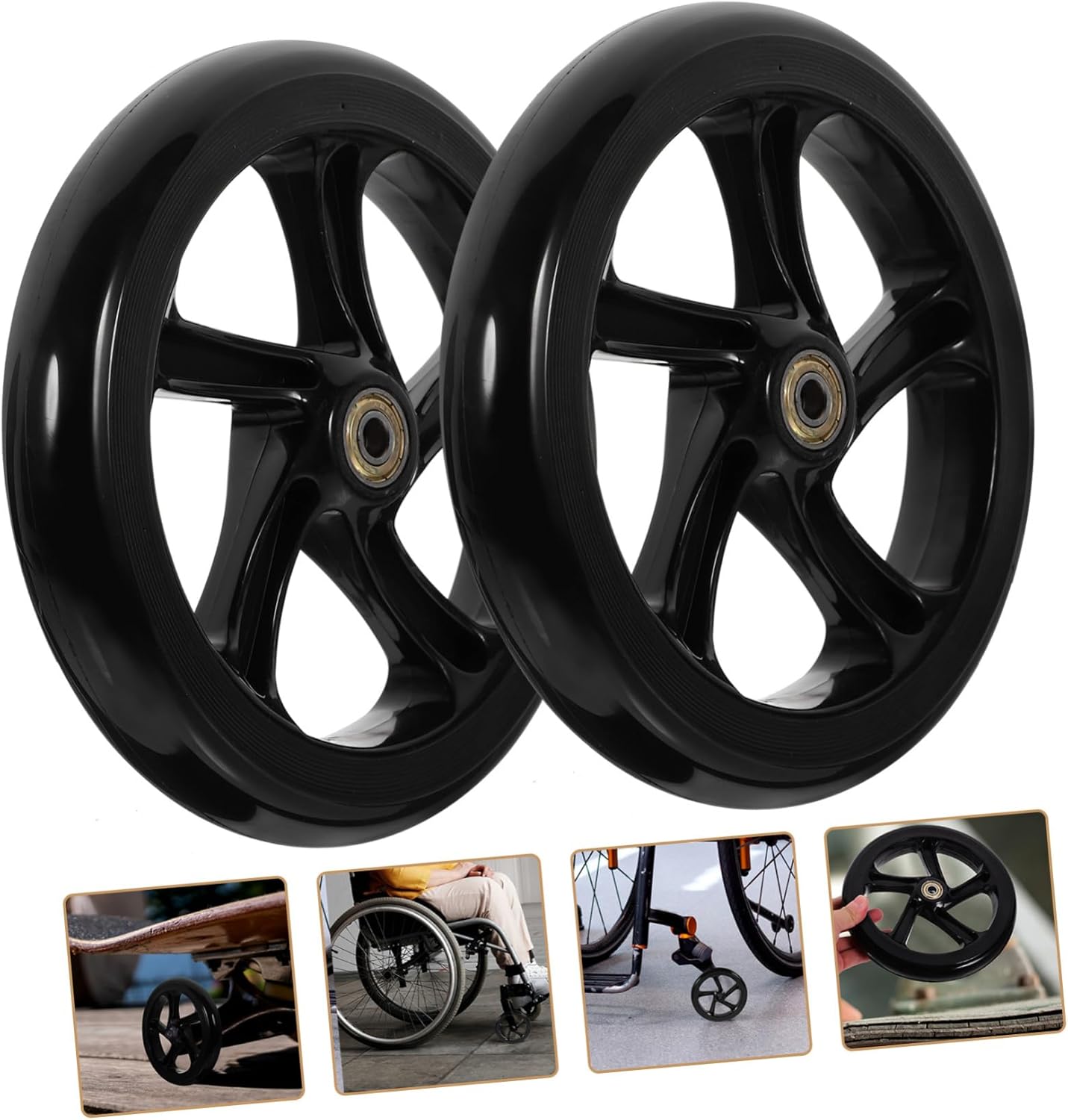 2pcs High Elastic PU Replacement Scooter Wheels Skateboard Electric Vehicle Wheelchair Tires Easy to Install Sport Gift