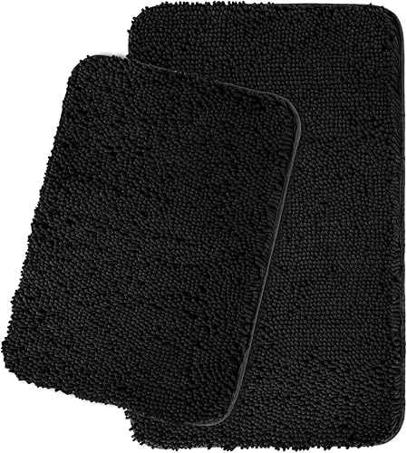 Miniatura 360 de Yeaban Alfombras de baño gris oscuro – Gruesas alfombras de baño de chenilla | Alfombras de baño absorbentes y lavables antideslizantes, alfombras